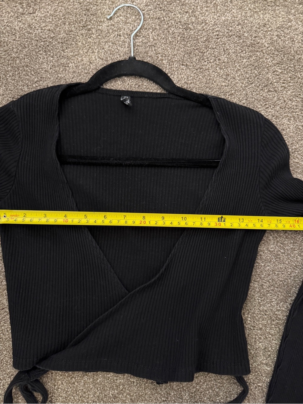 Women's Black Tie-Front Ribbed Cardigan - Picture 3 of 5